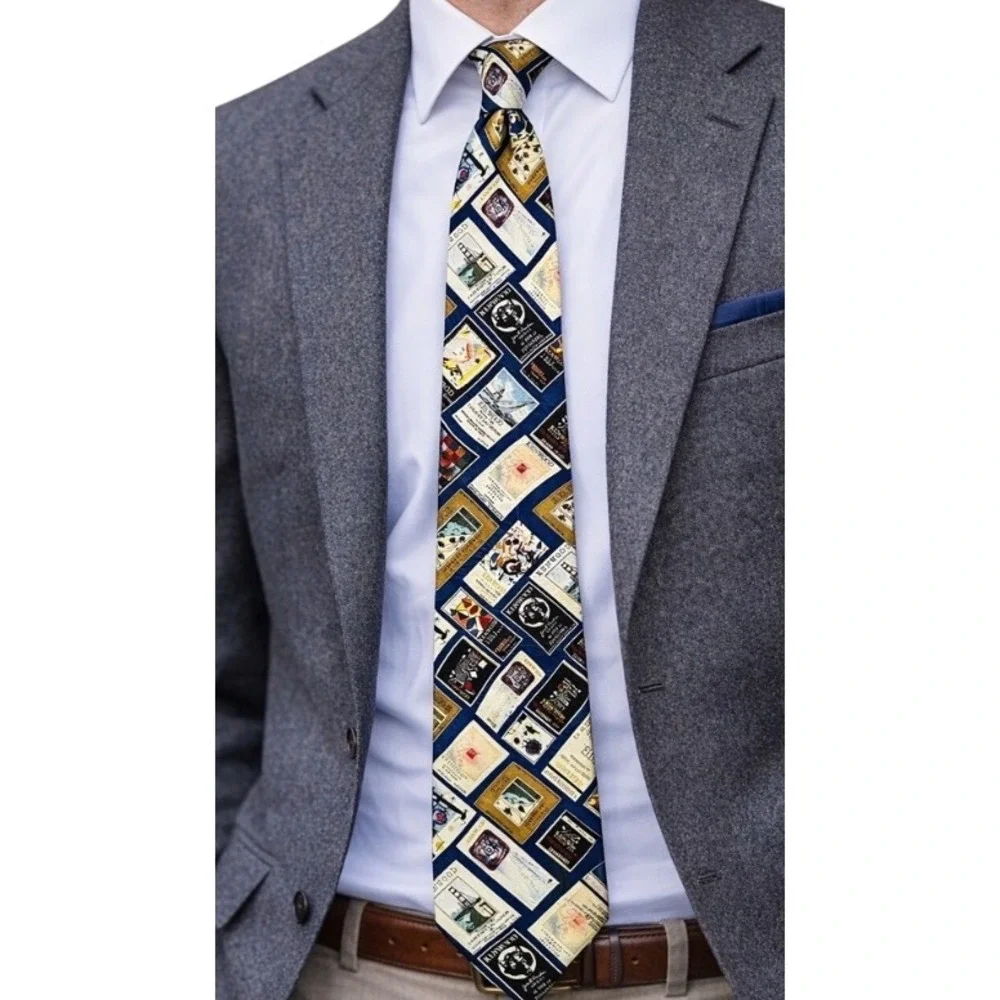 Kenwood Vineyards Silk Tie Wine Label Print Mens 57